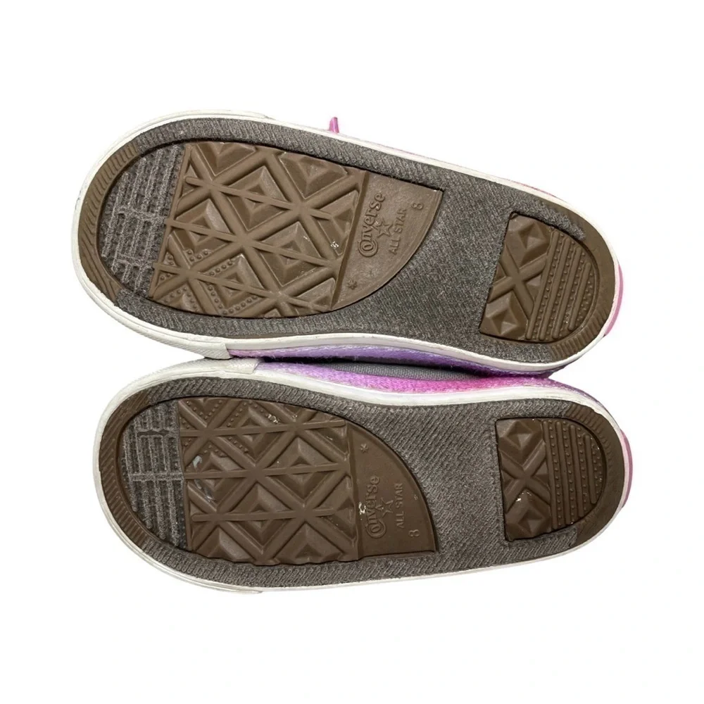 Converse All Star Toddler Girls Gray Pink Purple Low Top Sneakers Size 8